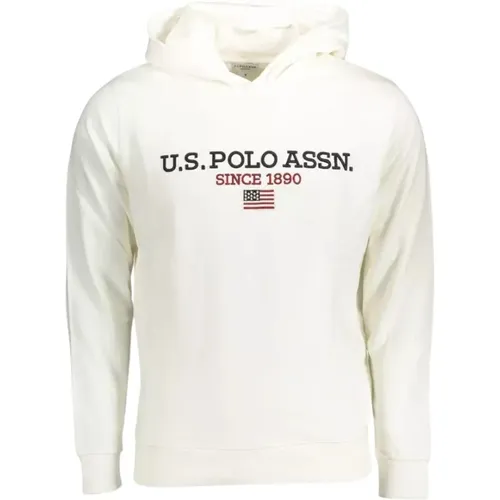 Weißer Kapuzenpullover mit Kontrastlogo , Herren, Größe: L - U.S. Polo Assn. - Modalova