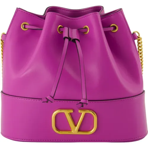 Leather VLogo Bucket Bag , female, Sizes: ONE SIZE - Valentino Garavani - Modalova