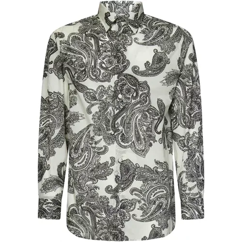 White Paisley Print Long-Sleeve Shirt , male, Sizes: M, L - ETRO - Modalova