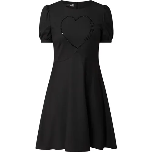 Short Day Dress with Circle Appliqué , female, Sizes: 2XS, L - Love Moschino - Modalova