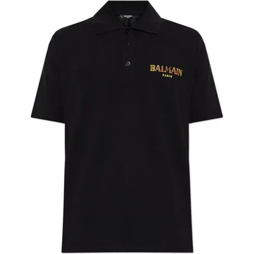 Polo mit bedrucktem Logo Balmain - Balmain - Modalova