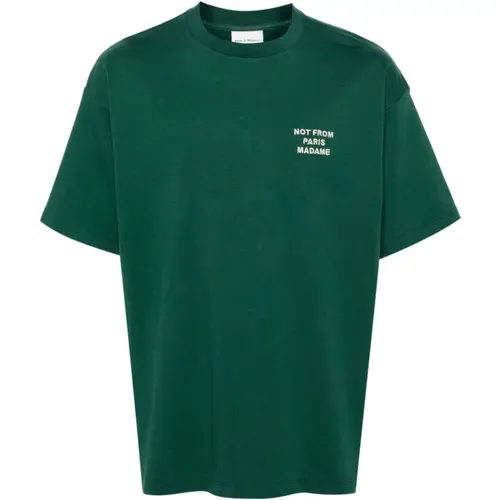 Waldgrüne Slogan T-Shirts und Polos , Herren, Größe: L - Drole de Monsieur - Modalova