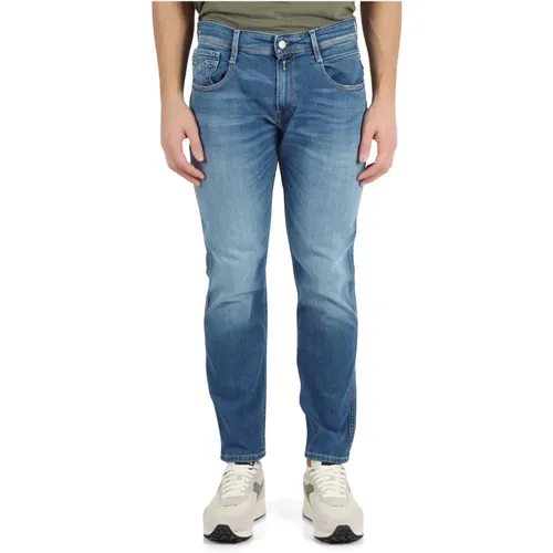 Slim Fit Bio Jeans mit Fünf Taschen , Herren, Größe: W30 - Replay - Modalova