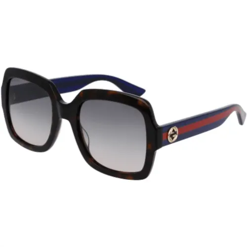 Blau Braun Oversize Sonnenbrille , Damen, Größe: 54 MM - Gucci - Modalova