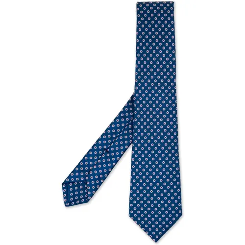 Blue Silk Tie with Micro Pattern , male, Sizes: ONE SIZE - Kiton - Modalova