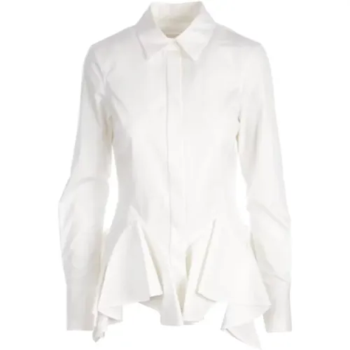 Weiße Taillierte Baumwollpopeline-Bluse mit Volant-Saum - Givenchy - Modalova