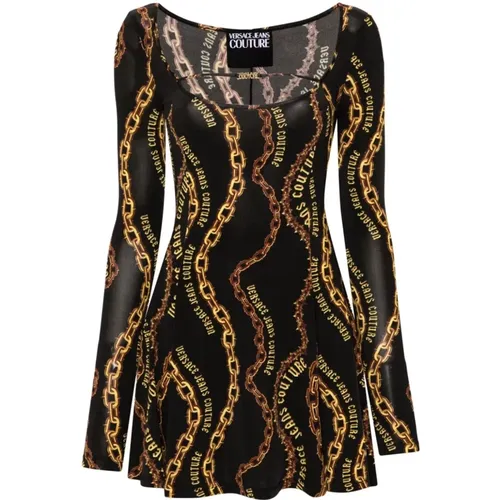 Schwarzes Kurzes Kleid für Frauen , Damen, Größe: 2XS - Versace Jeans Couture - Modalova