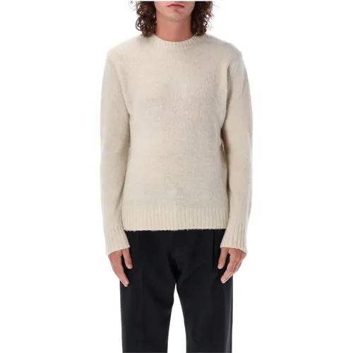 Cream Cable Knit Crewneck Sweater , male, Sizes: 2XL - Aspesi - Modalova