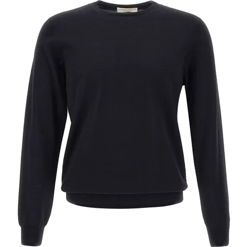 Merinowolle Navy Blauer Pullover , Herren, Größe: 3XL - Filippo De Laurentiis - Modalova