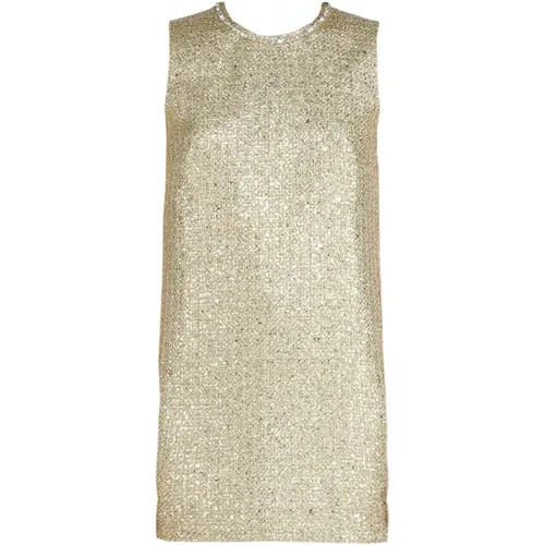 Goldenes Tweedkleid mit Glas Kristall Halskette , Damen, Größe: L - N21 - Modalova