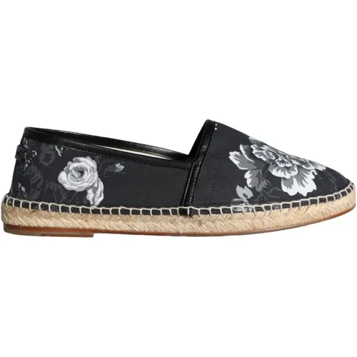 Schwarz Weiß Blumige Espadrilles Schuhe , Herren, Größe: 40 EU - Dolce & Gabbana - Modalova