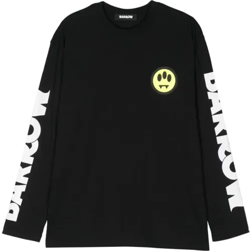 Long-sleeved T-shirt with Smile Detail , male, Sizes: M, L - Barrow - Modalova