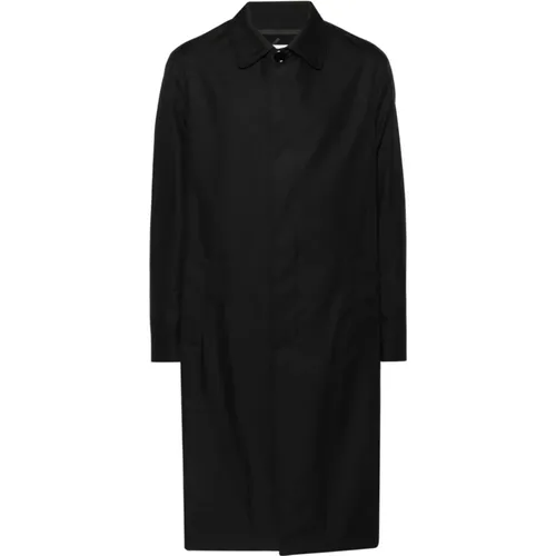 Textured Coat with Logo Lining , male, Sizes: L, M - Moschino - Modalova