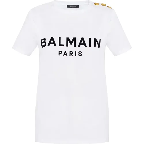 Logo-bedrucktes T-Shirt , Damen, Größe: M - Balmain - Modalova