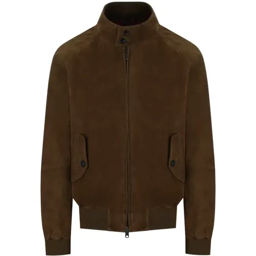 Suede Dark Olive Bomber Jacket , Herren, Größe: 2XL - Baracuta - Modalova