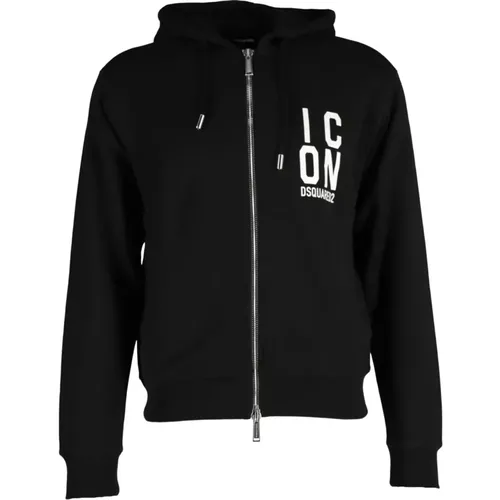 Ikonic Cool Fit Zip Hoodie , Herren, Größe: XS - Dsquared2 - Modalova