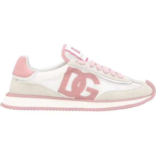 Sneaker aus gemischten Materialien mit Schnürung , Damen, Größe: 37 1/2 EU - Dolce & Gabbana - Modalova