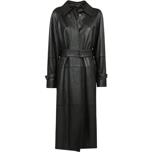 Stylish Leather Trench Coat , female, Sizes: M - Max Mara - Modalova