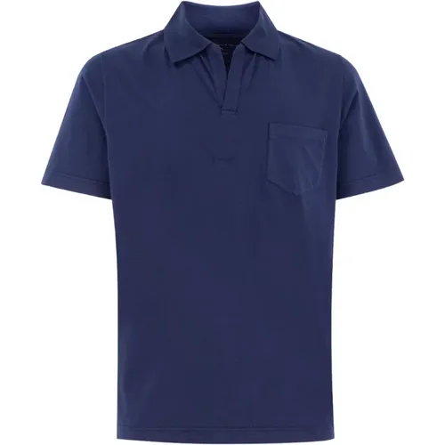 Buttonless Polo Shirt in Garment Dyed Cotton Jersey , male, Sizes: M - Sease - Modalova
