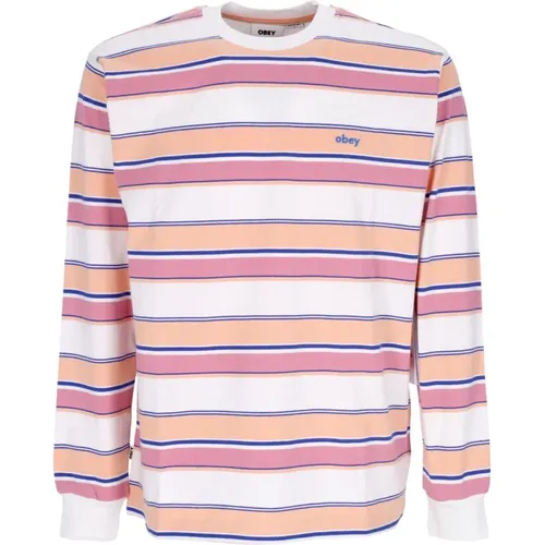 Striped Long Sleeve Crew Neck T-shirt , male, Sizes: XL, L, S - Obey - Modalova