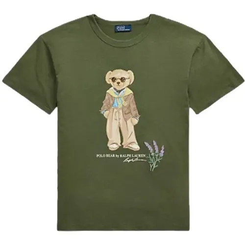 Baumwolljersey-T-Shirt mit Polo Bear , Damen, Größe: XS - Polo Ralph Lauren - Modalova