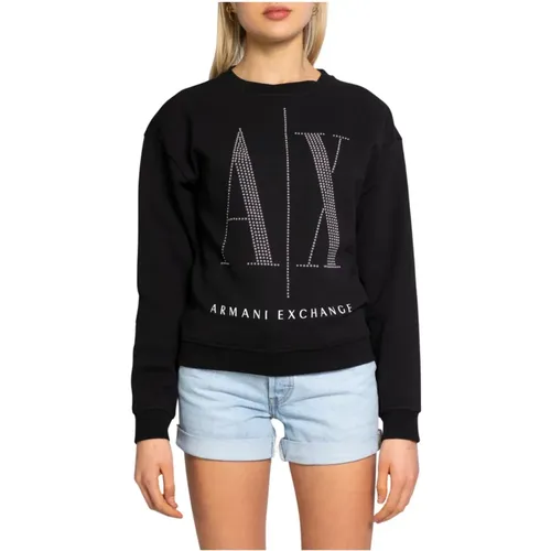 Stylish Woman Hoodless Sweatshirt , female, Sizes: XS, S, M, L - Armani Exchange - Modalova
