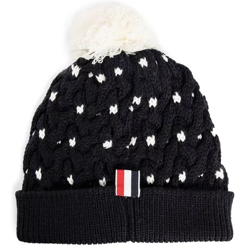 Merino Wool Cable Knit Hat , male, Sizes: L, S, M - Thom Browne - Modalova