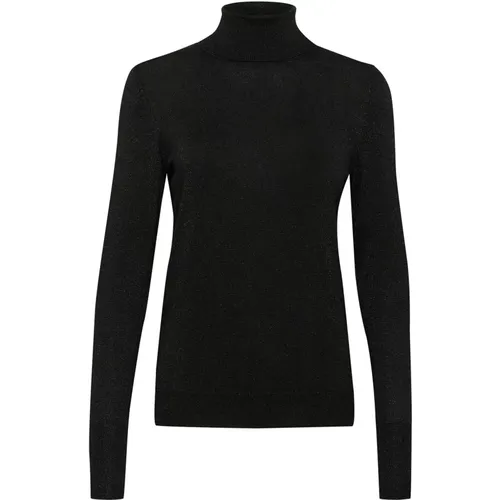 Schwarz Tief Rollkragenpullover Pullover , Damen, Größe: L - Kaffe - Modalova