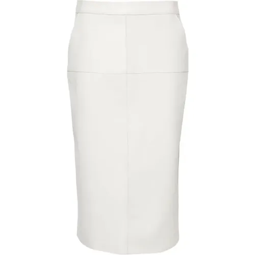 Weißer Lederrock mit Paneelen , Damen, Größe: S - P.a.r.o.s.h. - Modalova