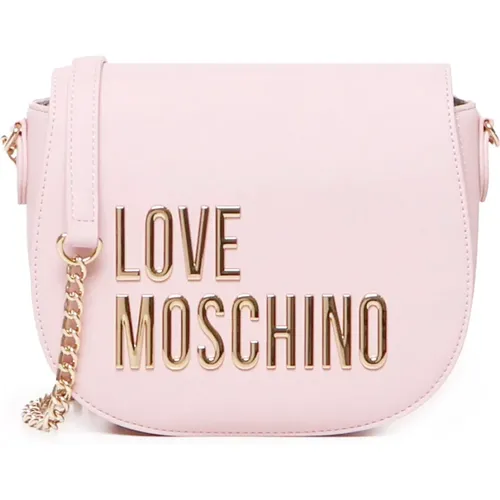 Rosa Umhängetasche mit Goldlogo - Love Moschino - Modalova