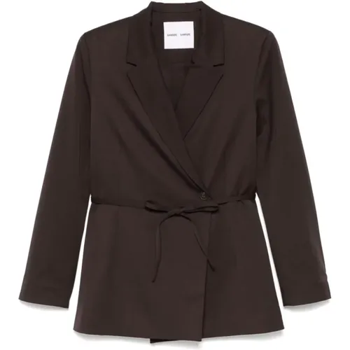 Twill Weave Double-Breasted Jacket , female, Sizes: L - Samsøe Samsøe - Modalova