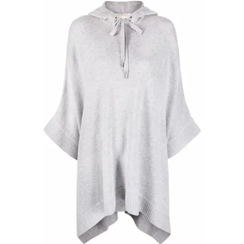 Grey Casual Wool Viscose Poncho Sweater , female, Sizes: S/M, L/XL - Michael Kors - Modalova