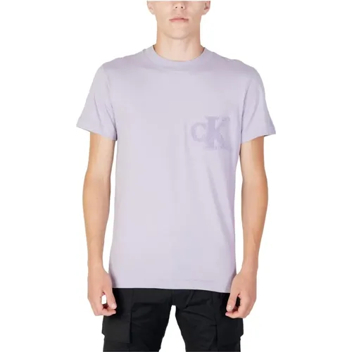 Lilac Short Sleeve T-Shirt , male, Sizes: XL - Calvin Klein Jeans - Modalova