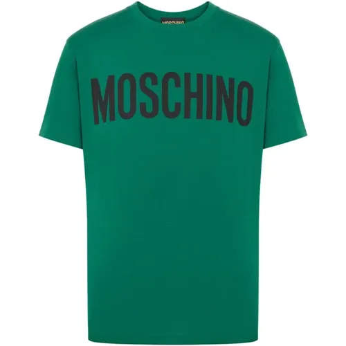 Grünes T-Shirt mit Logo-Print , Herren, Größe: L - Moschino - Modalova