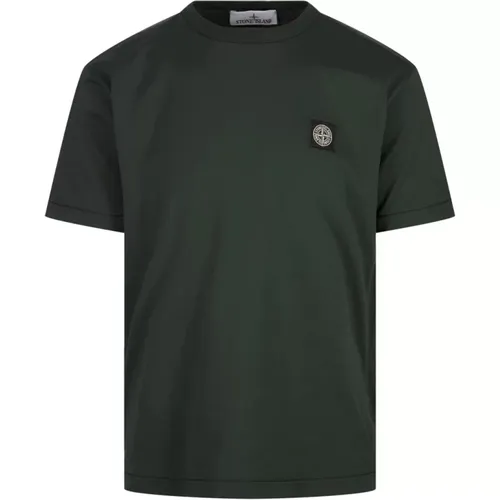 Blei Graues Slim Fit T-Shirt , Herren, Größe: S - Stone Island - Modalova