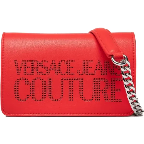 Rote Umhängetasche mit perforiertem Logo - Versace Jeans Couture - Modalova