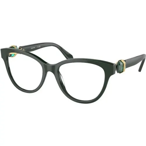Stilvolle Grüne Rahmenbrille - Swarovski - Modalova