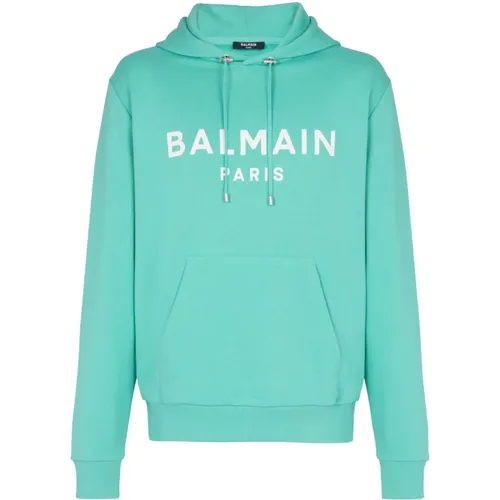 Baumwollbedruckte Logo-Kapuzenjacke - Balmain - Modalova