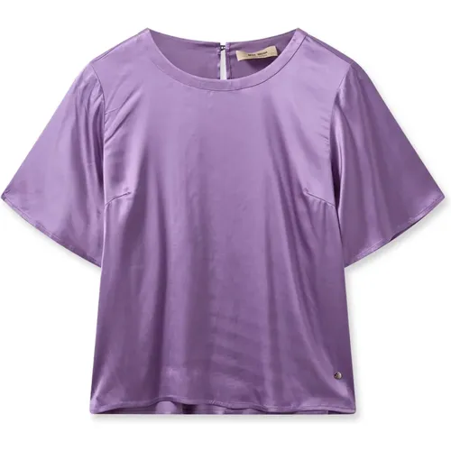 Satin Blouse with Short Sleeves and Button Closure , female, Sizes: L, M, XL, XS - MOS MOSH - Modalova