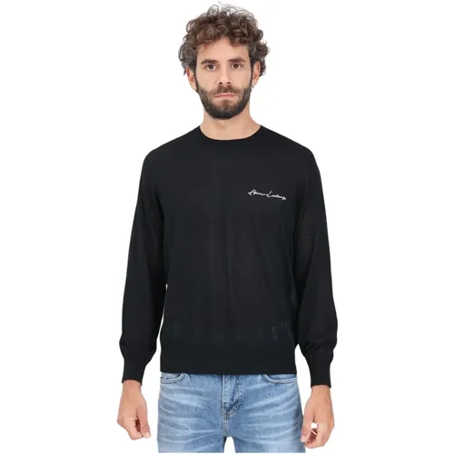 Schwarzer Crewneck Pullover mit Logo-Stickerei , Herren, Größe: XL - Armani Exchange - Modalova