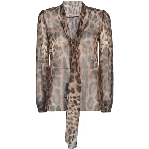 Leopardenmuster Seidenbluse - Dolce & Gabbana - Modalova