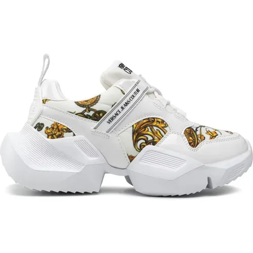 Gold Print Eco-Leder Sneakers , Damen, Größe: 37 EU - Versace Jeans Couture - Modalova