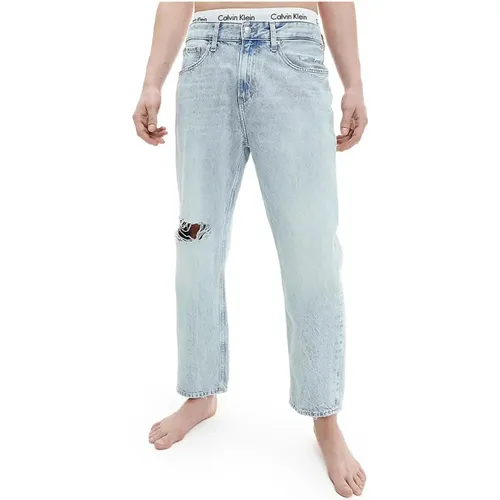 Mens Ripped Light Denim Jeans , male, Sizes: W36, W33, W32 - Calvin Klein Jeans - Modalova