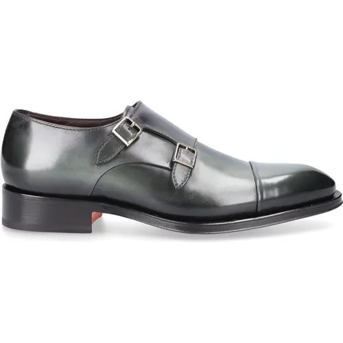 Monk Shoes in Calf Leather , male, Sizes: 6 1/2 UK, 6 UK - Santoni - Modalova