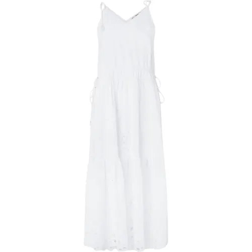 Weiße Baumwoll-Longuette-Kleid , Damen, Größe: S - Pepe Jeans - Modalova