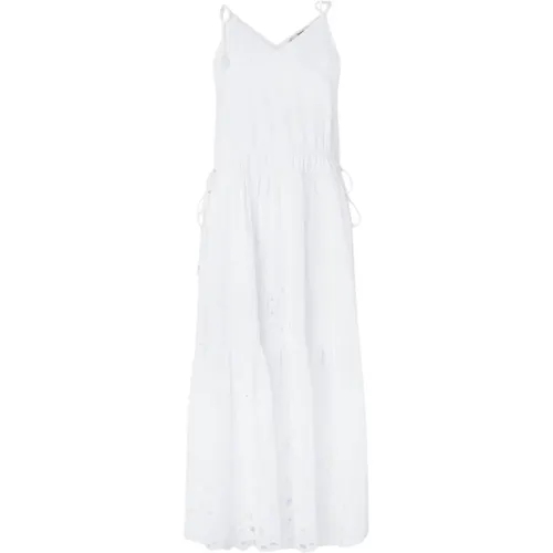 Weiße Baumwoll-Longuette-Kleid , Damen, Größe: XS - Pepe Jeans - Modalova