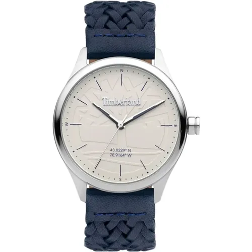 Blaue Lederuhr Quarz Analog Edelstahl - Timberland - Modalova