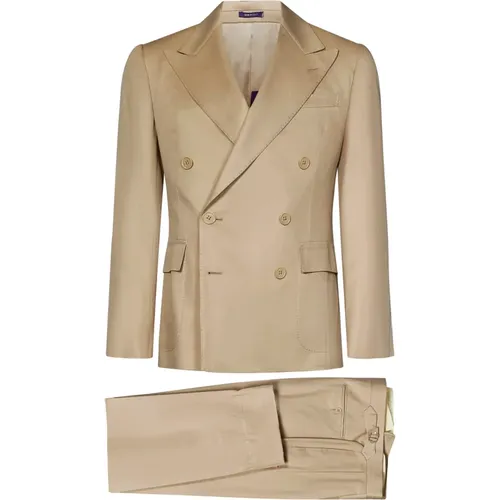 Silk Blend Double-Breasted Suit , male, Sizes: 4XS - Ralph Lauren - Modalova