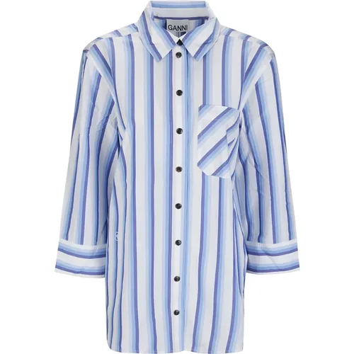 Stripe Cotton Shirt , female, Sizes: M, S, XS - Ganni - Modalova