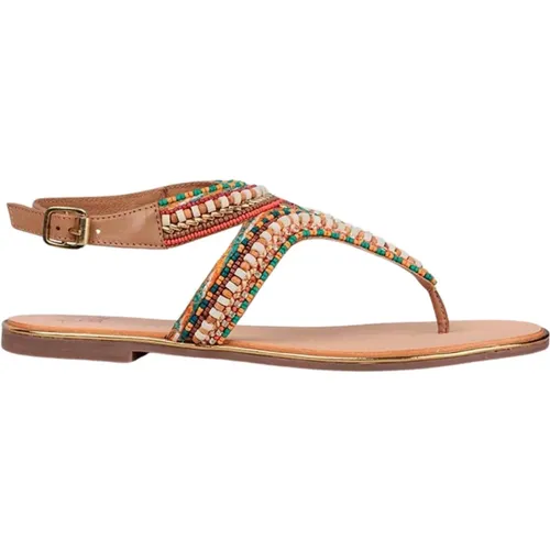 Colorful Beaded Flat Toe Sandal , female, Sizes: 8 UK, 5 UK, 4 UK, 3 UK, 6 UK, 7 UK - Alma en Pena - Modalova